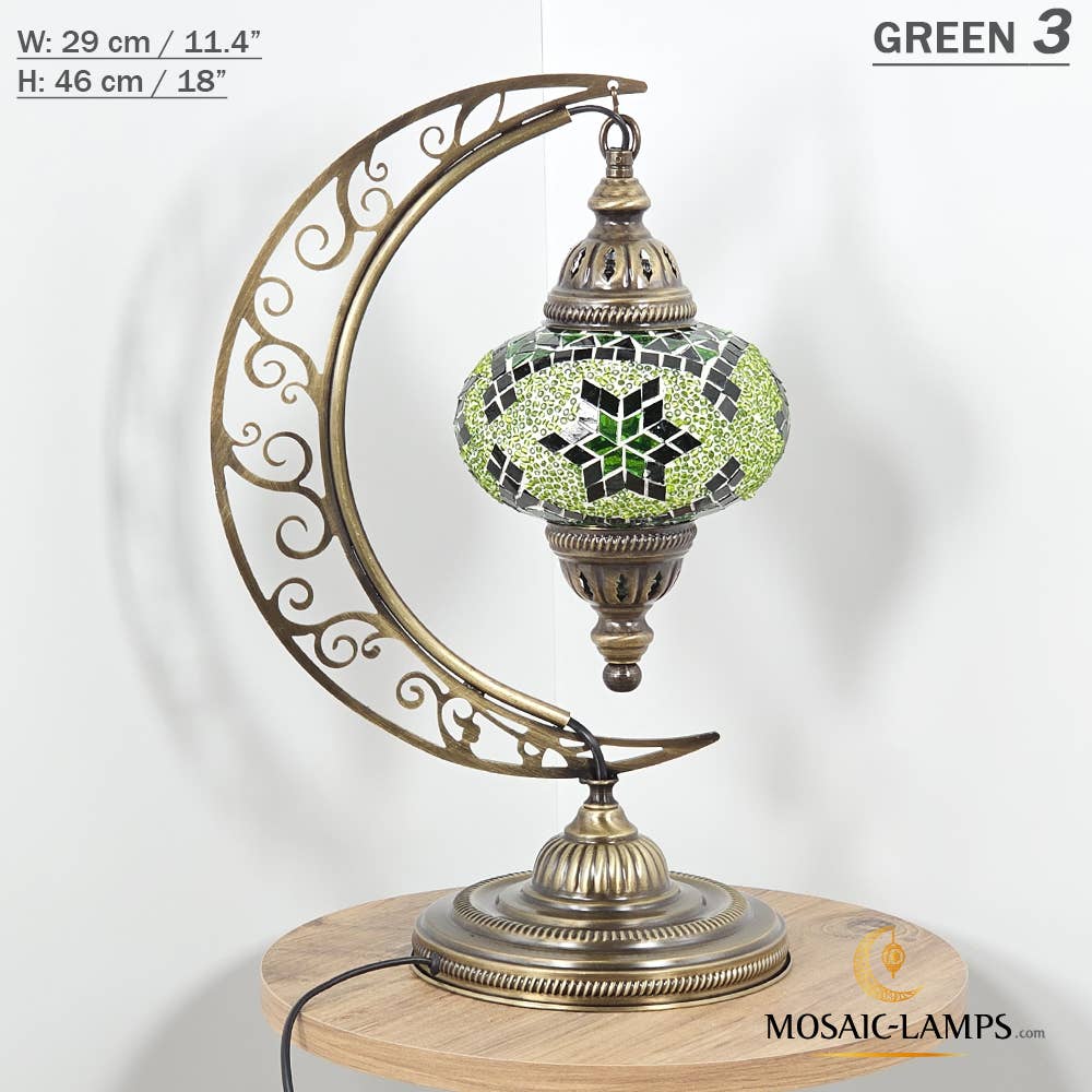 Mosaic Lamps - Wholesale Accent/Desk Lamp - 10+ Colors - Moroccan Moon Table Lamp, Arc, Murano Crescent22