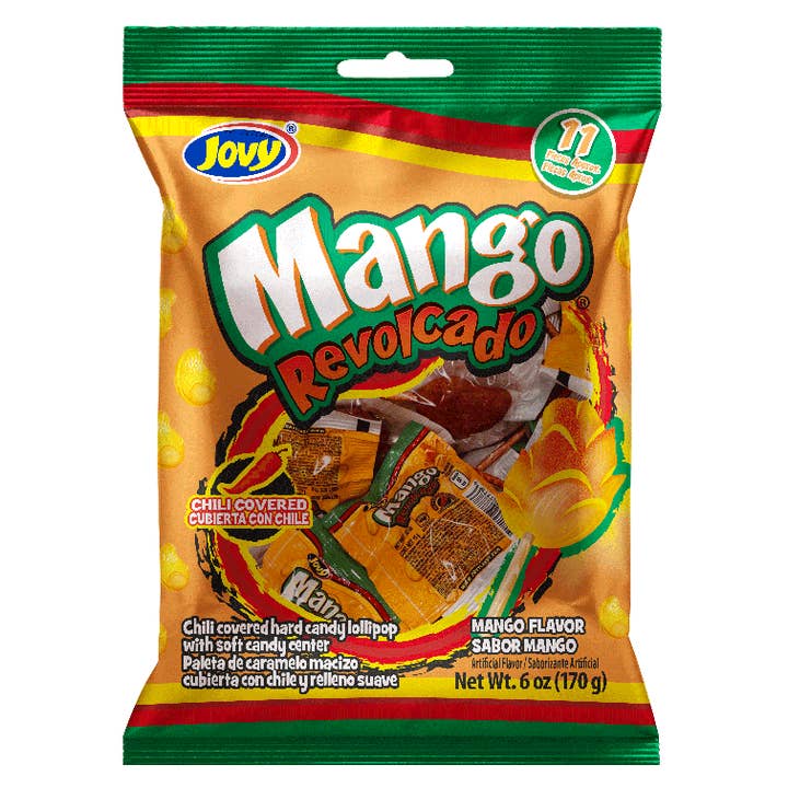 Jovy Revolcado 6 Oz Bag Mango Lollipop Mexican Candy for wholesale by Long Island Candy Factory