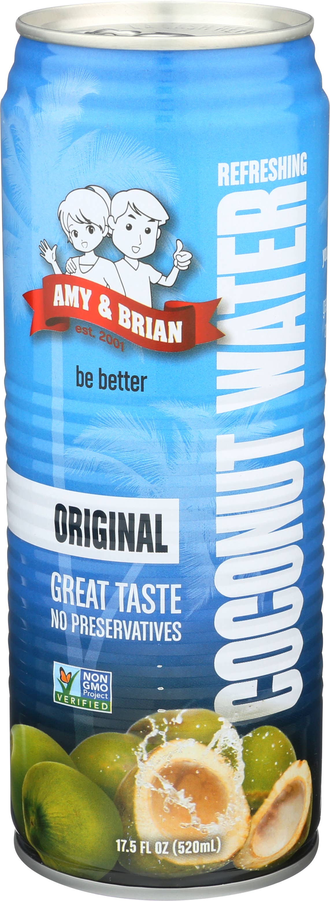 Amy & Brian - Wholesale Flavored/Infused Water (Non-Carbonated) - Amy & Brian Premium Coconut Water, Original -  17.5 Fl Oz1