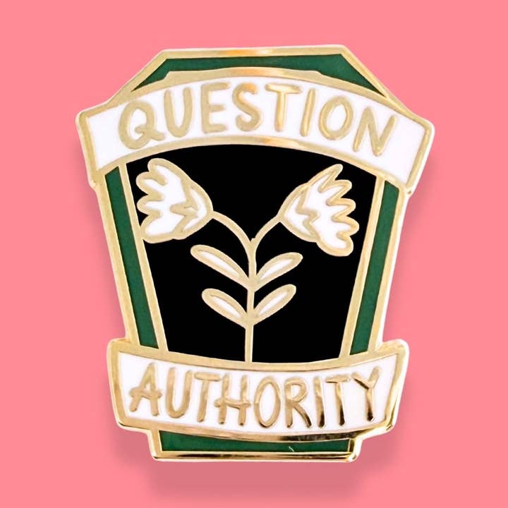 Question Authority Lapel Pin for wholesale by Jubly-Umph