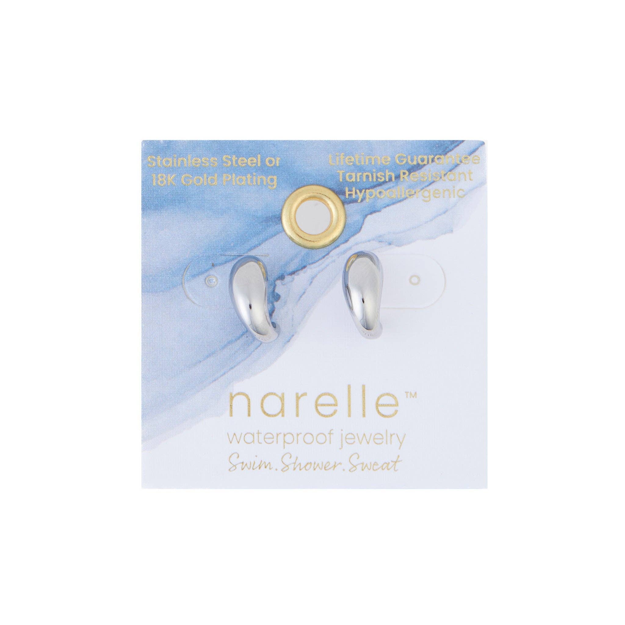 Elsie & Zoey - Wholesale Hoop Earrings - Waterproof Earrings Narelle Half Loop Hoop in Gold & Steel6