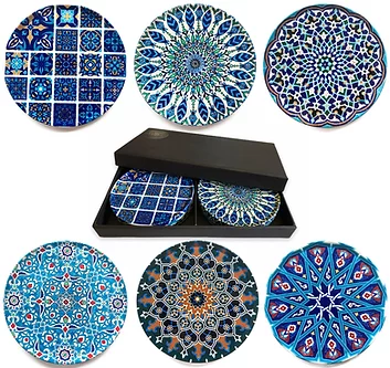 CELIYA HOME - Wholesale Onderzetters - Set van 6 onderzetters met mediterraan tegelontwerp3