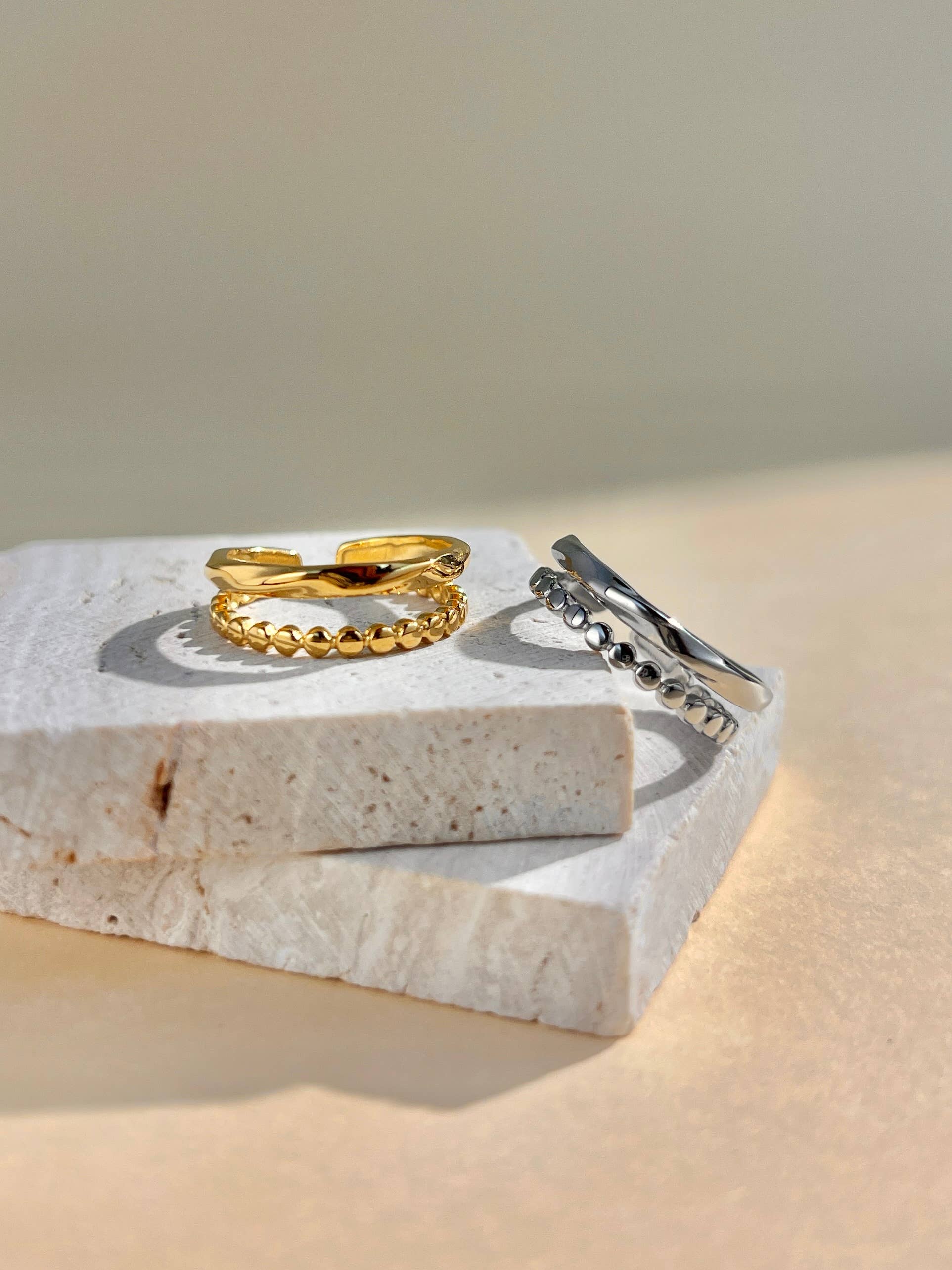 COSMOS - Wholesale Band/Stacked Ring - Adjustable double row stainless steel ring4