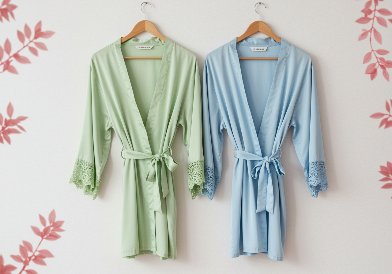 The Blissful - Wholesale Robe - Women's - Bridesmaid Getting Ready Outfits Satin Lace Robe2