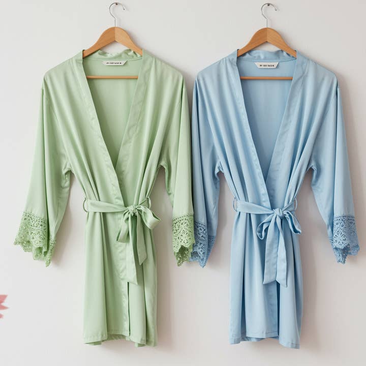 The Blissful - Vente Peignoir – femme - Robe en dentelle satinée pour demoiselle d'honneur Getting Ready Outfits2