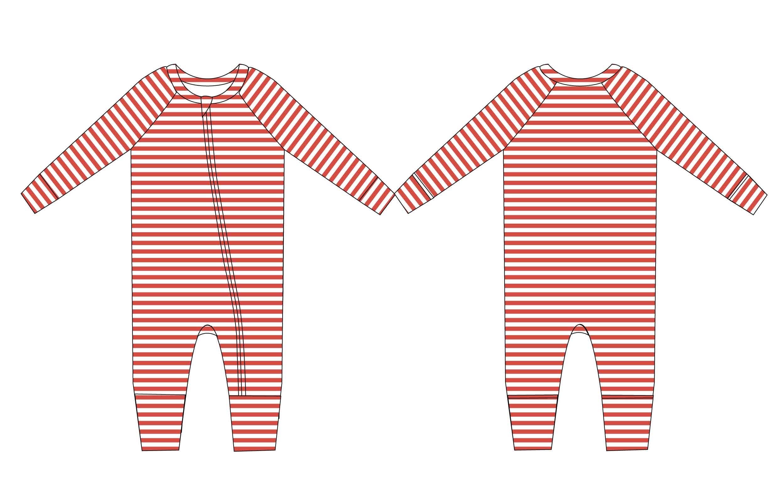 Jensens Jammies - Wholesale Jumpsuit - Baby - Red Stripes Bamboo Zippy Romper2