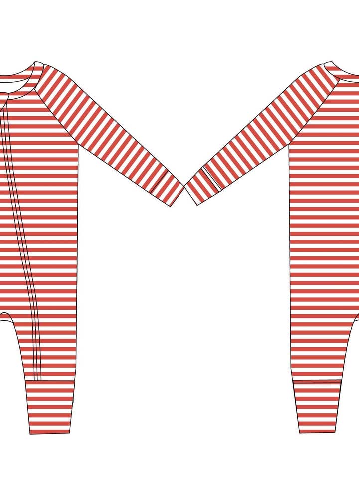 Jensens Jammies - Wholesale Jumpsuit - Baby - Red Stripes Bamboo Zippy Romper2