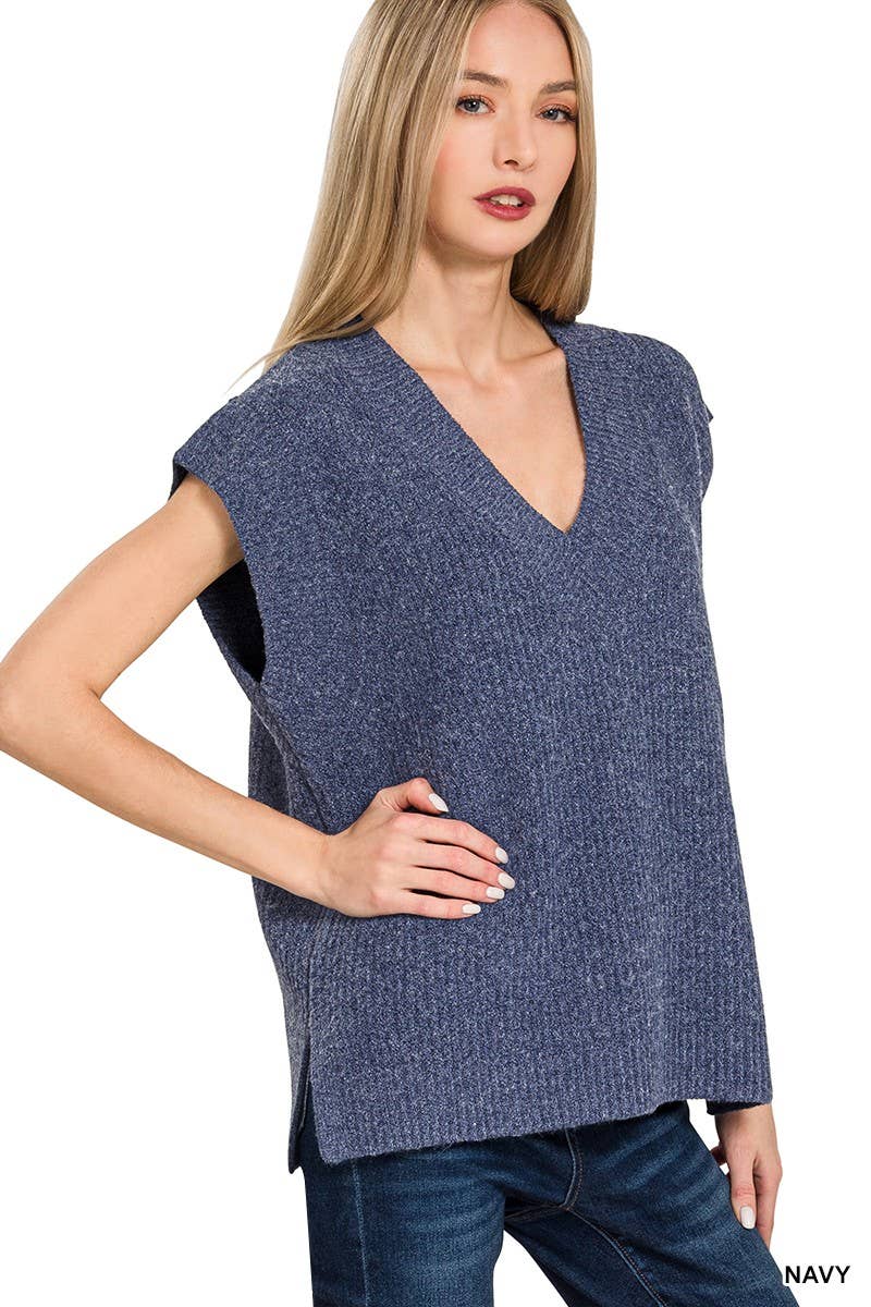 Vanilla Monkey - Vendita all'ingrosso Maglione smanicato - Donna - Gilet in maglia con scollo a V8