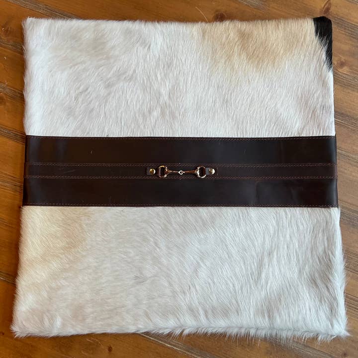 Westrian International - Wholesale Throw Pillow Cover - CLEARANCE Snaffle Bit Cowhide Leather Pillow Cover 18”9