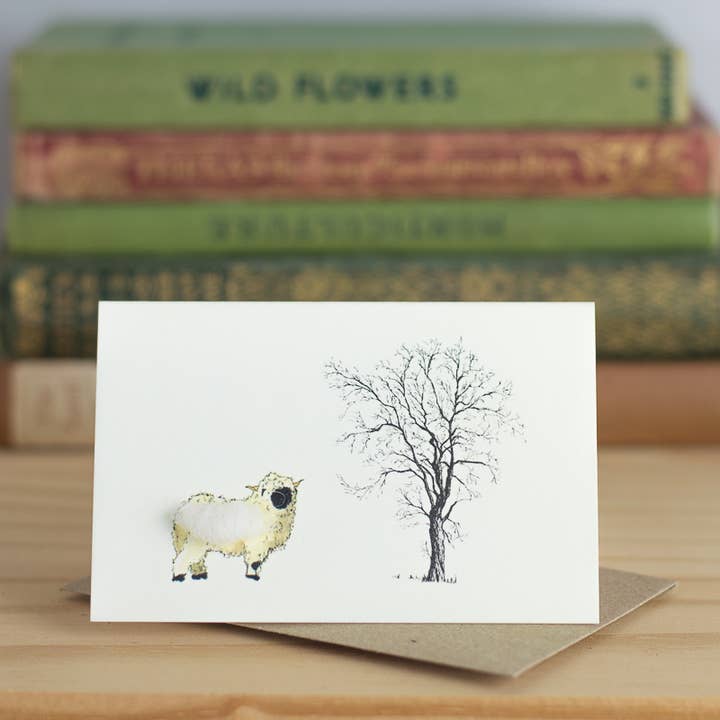 Mini black-nosed Valais Sheep hand finished Card | Nature for wholesale by Papersheep UK