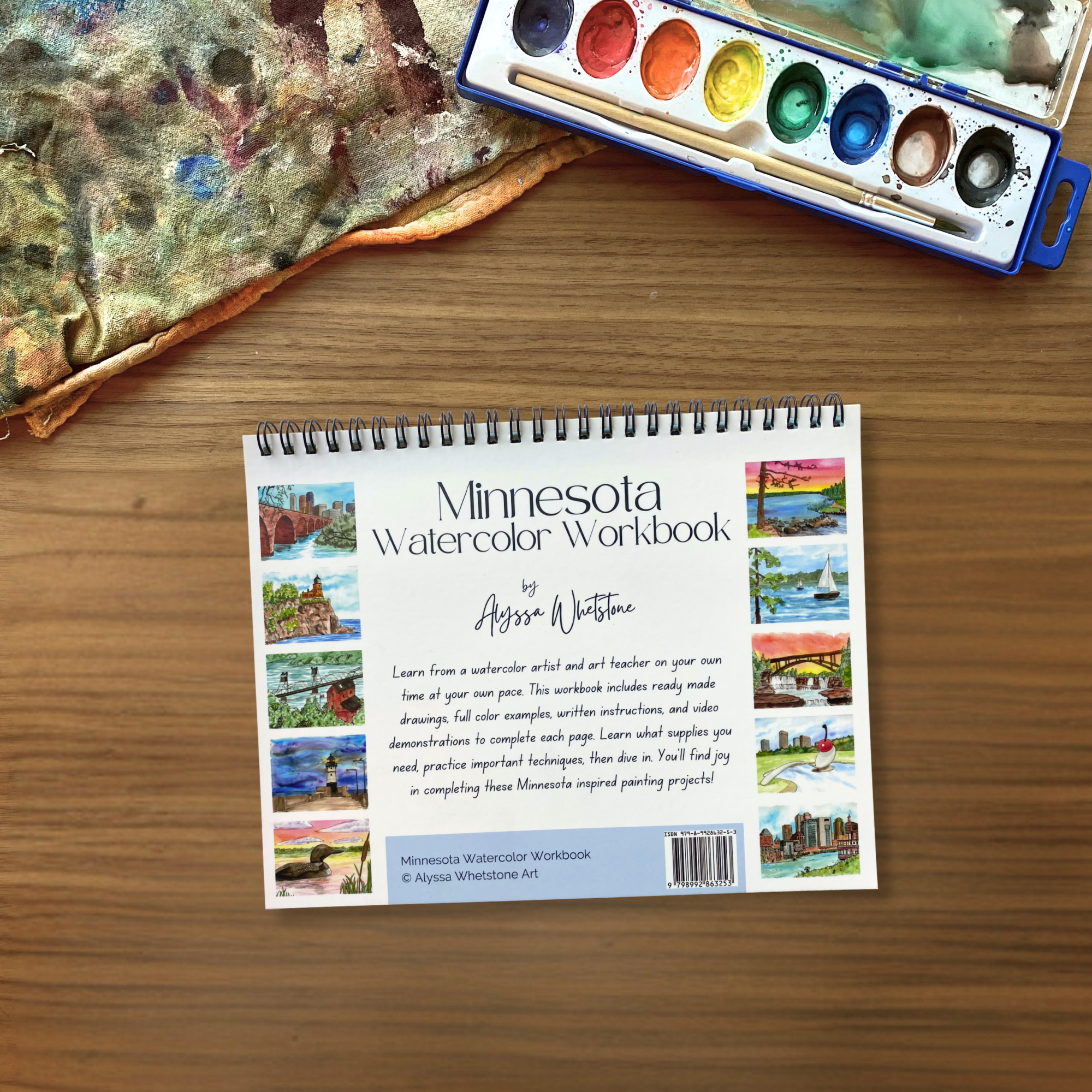 Alyssa Whetstone Art - Wholesale Sketchbook/Sketchpad - Minnesota Watercolor Workbook - Video Directions Included4