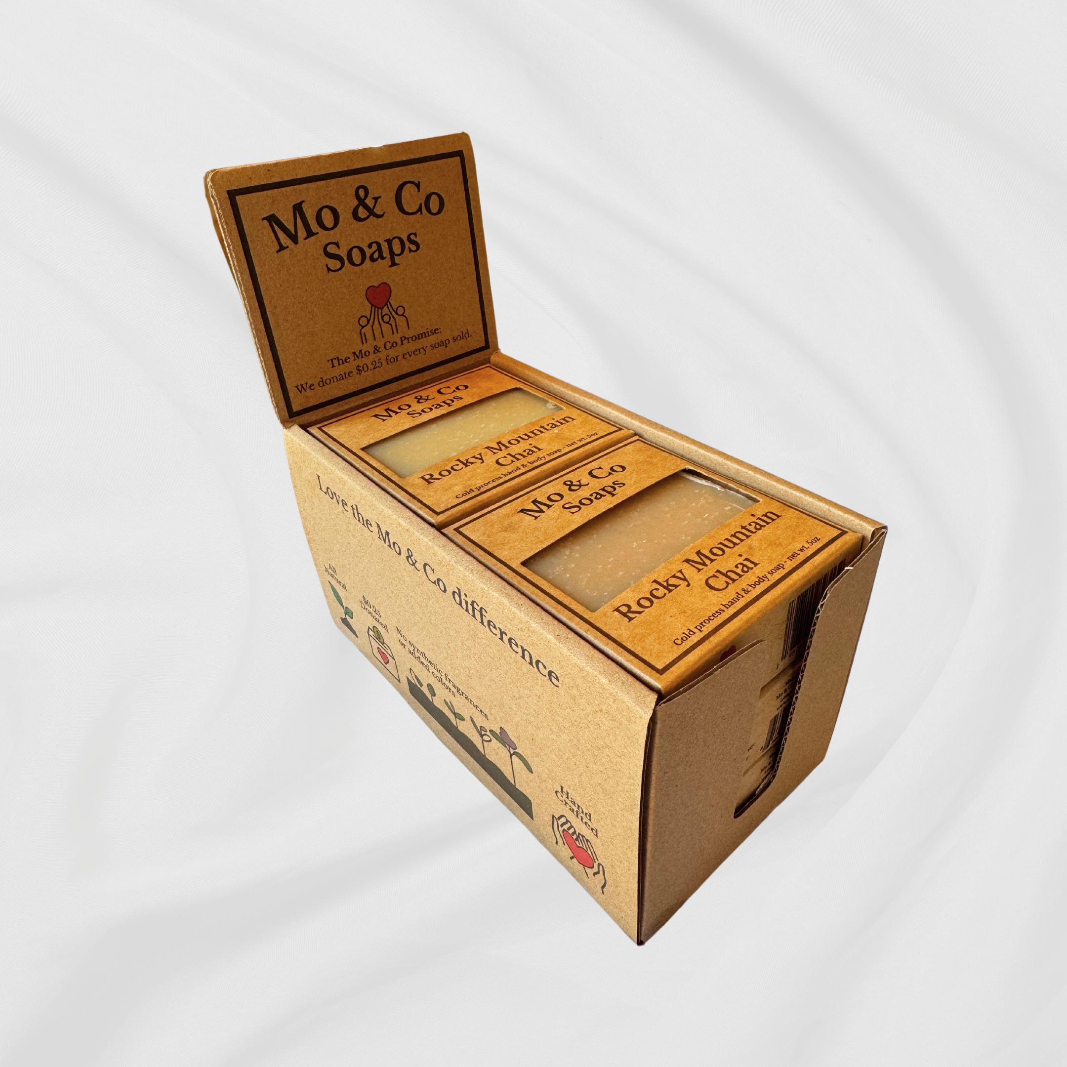 Mo & Co Soaps - Wholesale Zeepset - Volledig natuurlijke handgemaakte Rocky Mountain Chai-zeep 5oz — Ondersteunt het goede doel2