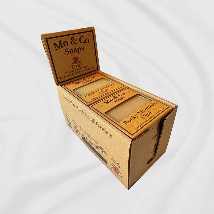 Mo & Co Soaps - Wholesale Soap Set - All Natural Handcrafted Rocky Mountain Chai Soap 5oz – Supports Charity2