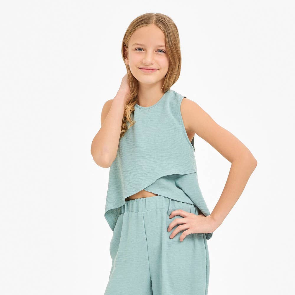 Good Girl - Wholesale T-Shirt - Kids - Wrap Design High-Low Sleeveless Blouse13