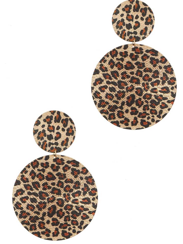 BIG CIRCLE METAL DISC LEOPARD DANGLE EARRING 3496 for wholesale by anbfashion