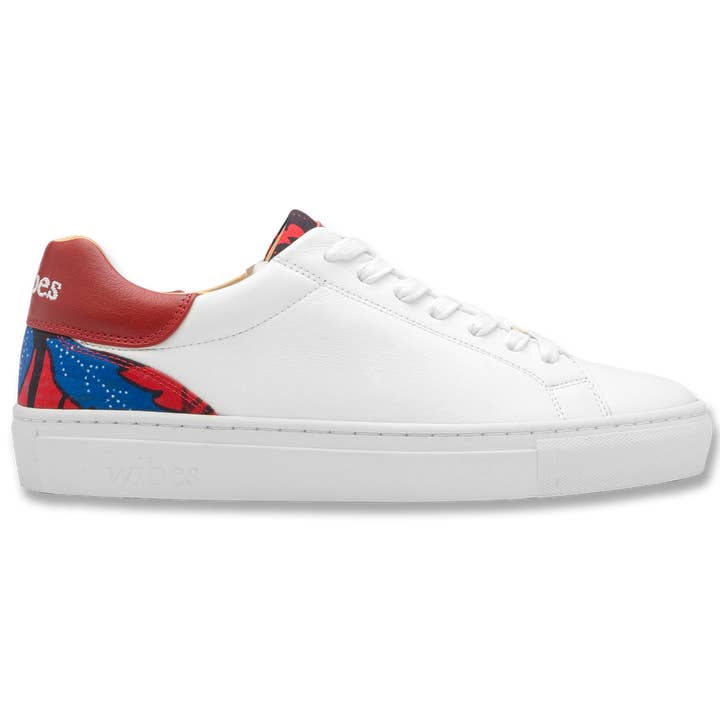 Eco-responsible sneaker in white leather Wax-Hibiscus -Wibes for wholesale by Wibes