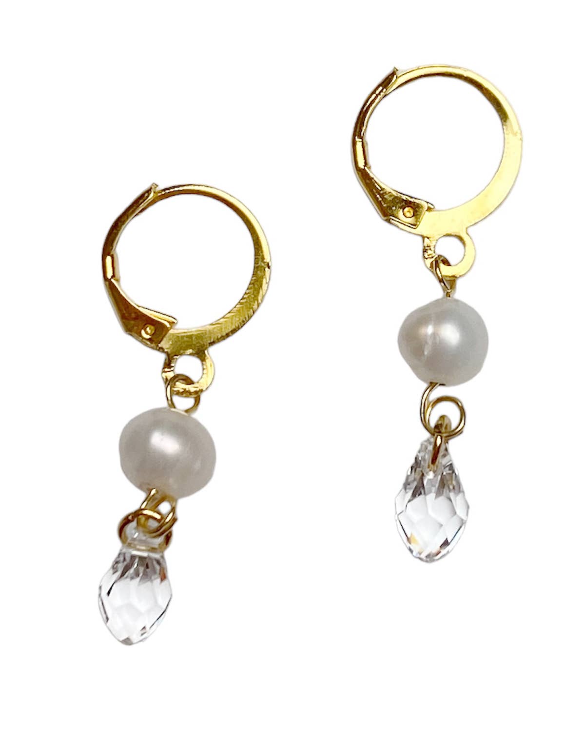 Gracie Rose Designs - Vente Boucles d'oreilles pendantes - Boucles d'oreilles Swarovski Minimalist Bride avec perles d'eau douce0