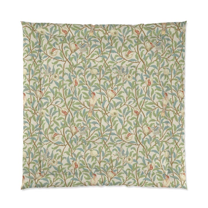 Trapunta ispirata a William Morris - Collezione Uccello e Melograno (Pergamena) per la vendita all'ingrosso da parte di Willy Morris Home Emporium