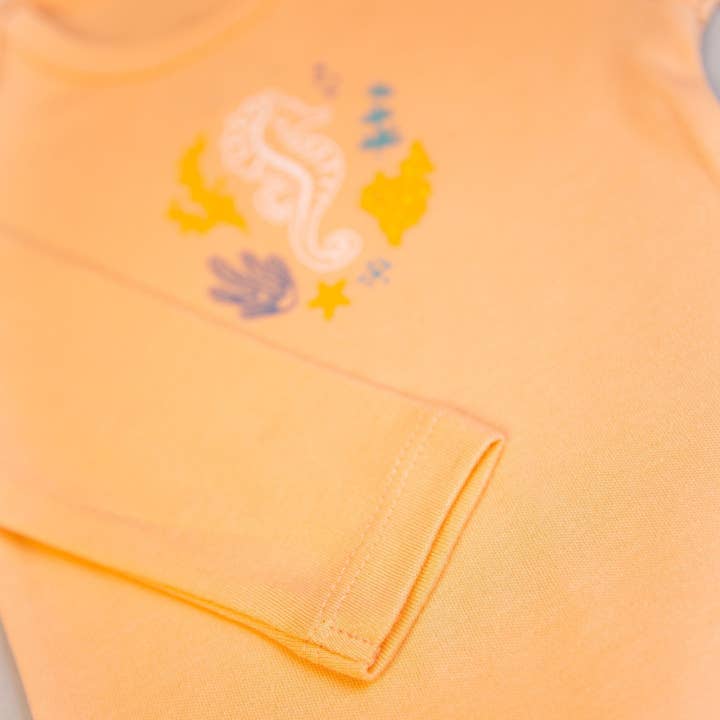 Organic Long Sleeve Bodysuit - Seahorse for wholesale by Bebekish