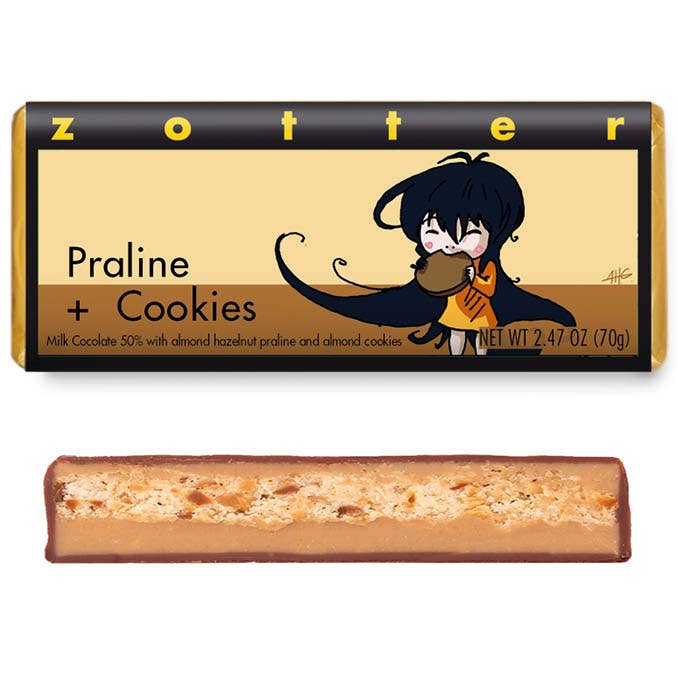 Praline + Cookies (Hand-scooped Chocolate) for wholesale by Zotter Chocolates
