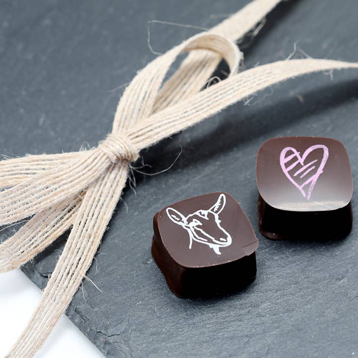 Big Picture Farm - Wholesale Chocolate Covered Sweets - Chocolate Covered Goat Milk Caramel with Hearts (Valentine)3