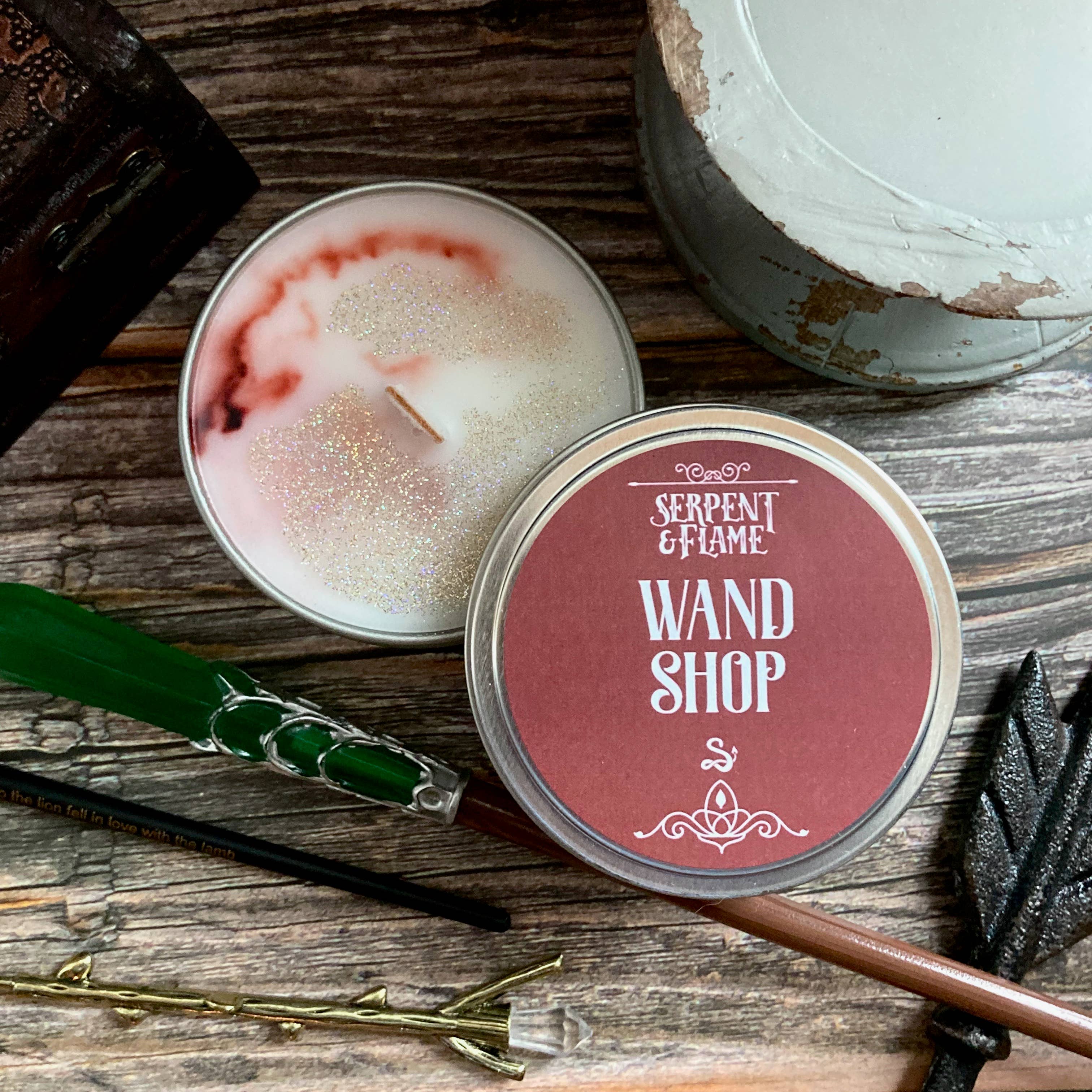 Serpent & Flame Candle Co. - Vente Bougies de voyage - Bougie Wand Shop, bois de teck acajou