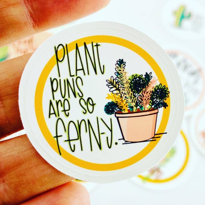 Sjov, Plante-tema (Plante ordspil) Vinyl Mærkat, Klistermærke for engroshandel hos Positively Handwritten