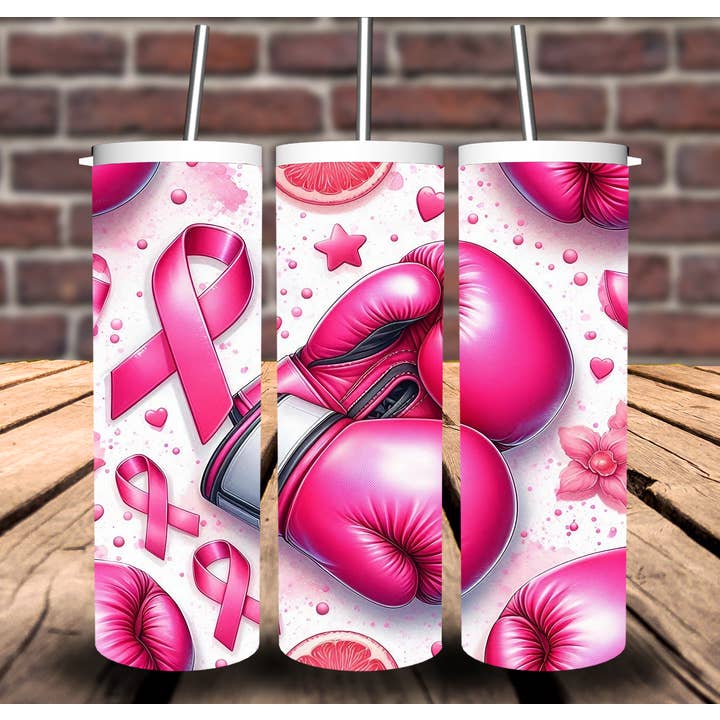 Breast Cancer Pink Gloves Sublimation Tumbler 20oz 30oz for wholesale by Sweet Tees