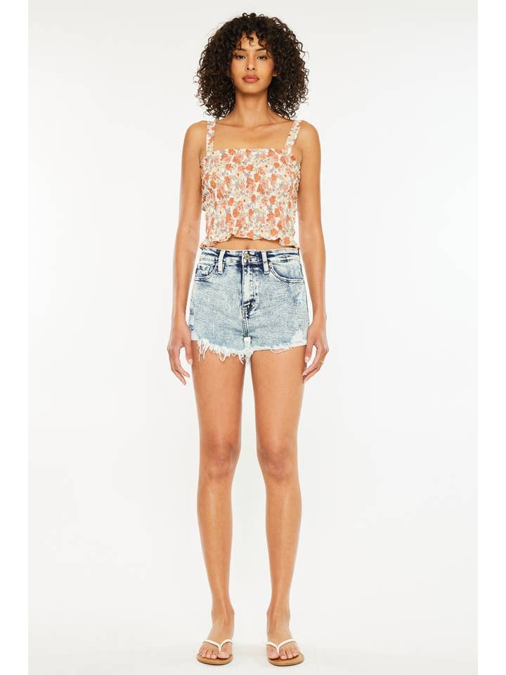 LIGHT OPEN PACK HIGH RISE FRAY HEM DENIM SHORTS-KC6321L-N for wholesale on Faire5