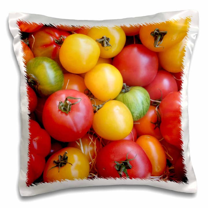 3dRose, Photographie macro de tomates colorées - légumes tomates rouges jaunes vertes saines. cuisine de cuisson, Taie d'oreiller pour la vente par 3dRose