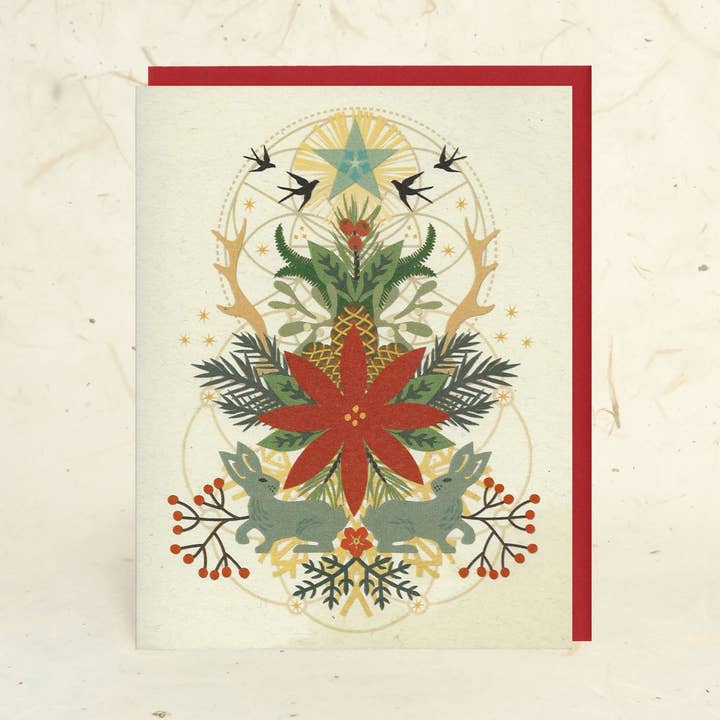 Biglietto di carta per le vacanze di lepre per la vendita all'ingrosso da parte di Little Gold Fox Designs