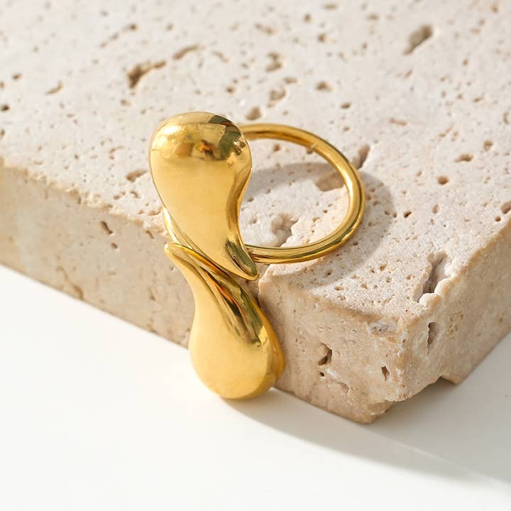 Eclat Paris - Wholesale Multi-Finger Ring - Thick Drop Point Spiral Gold Ring