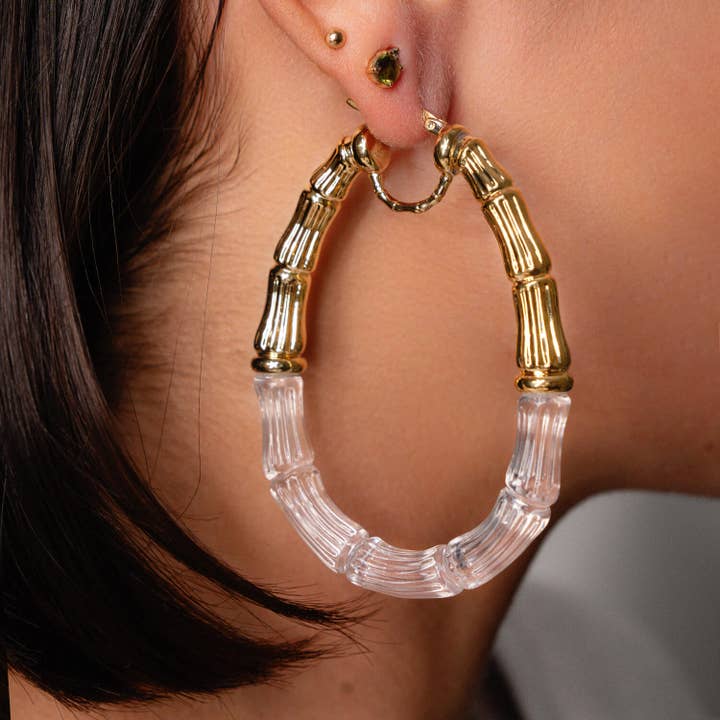 Gold & Honey - Wholesale Hoop Earrings - 2.75" Duchess Bamboo Hoop