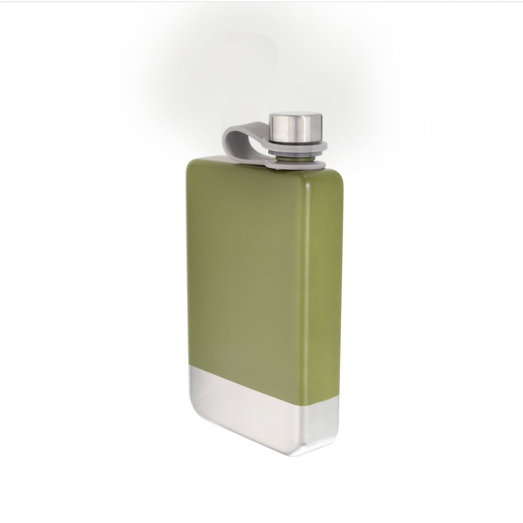 Creative Gifts International Inc. – wholesale Flask – 8 oz Green Stainless Steel Flask with Silver Bottom1