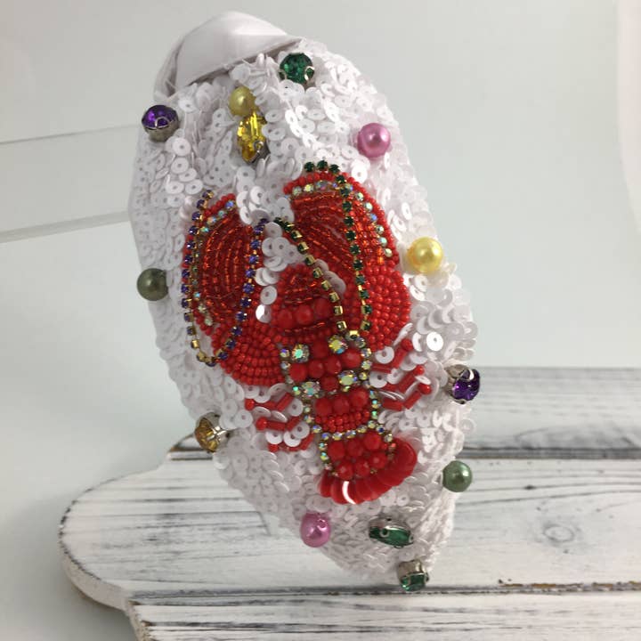 Sequined Mardi Gras crawfish headband for wholesale by SongLily