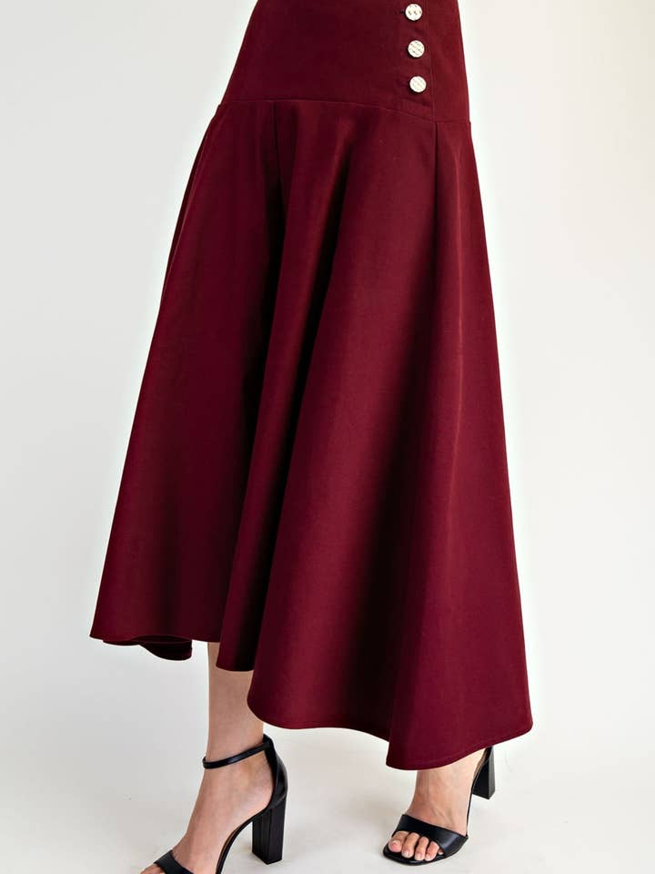 Gonna midi hi-low in twill elasticizzato con dettaglio bottoni laterali per la vendita all'ingrosso da parte di Edit by Nine