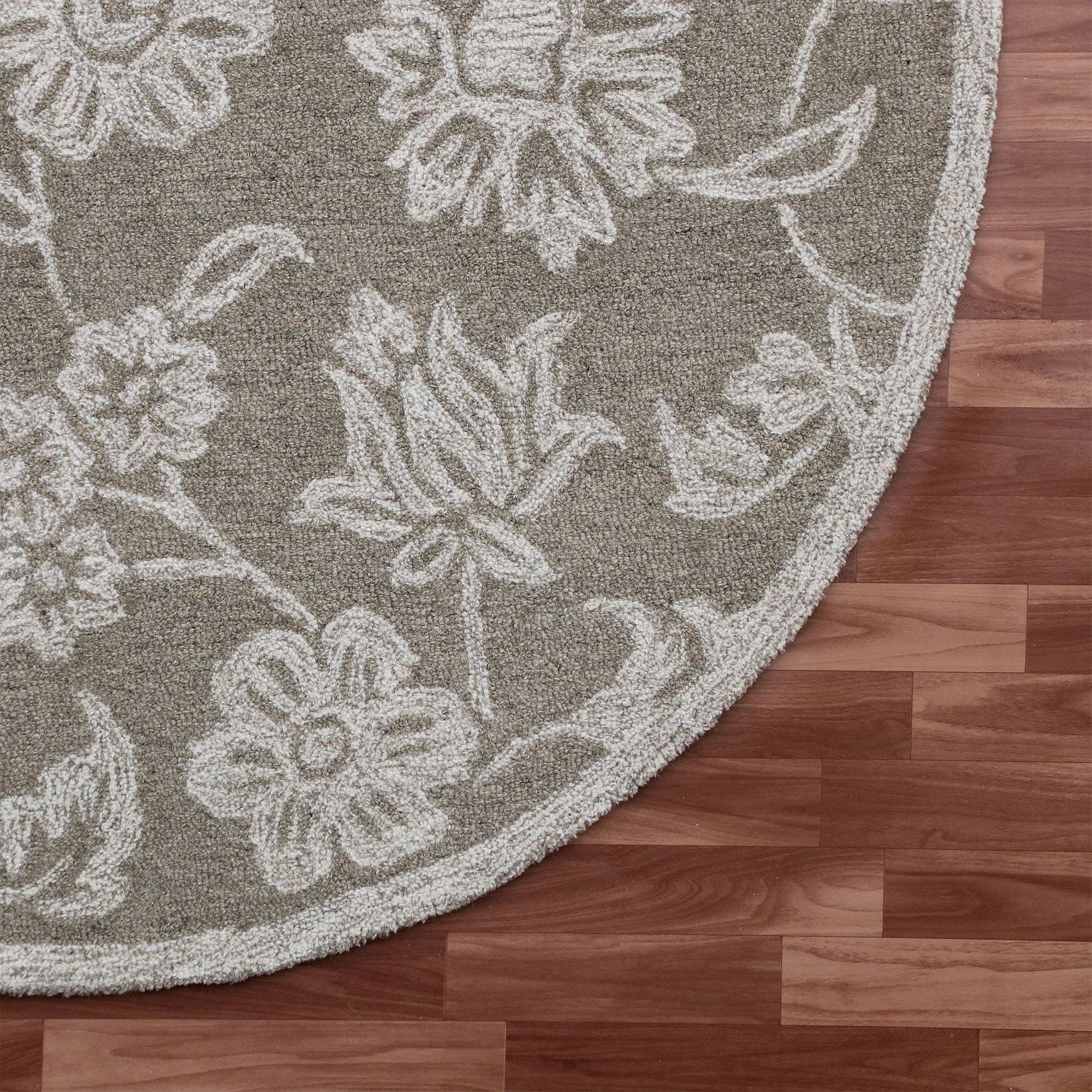 LR Home - Wholesale Area Rug - Raelyn Vintage Floral Hand-Tufted Wool Round Indoor Area Rug11