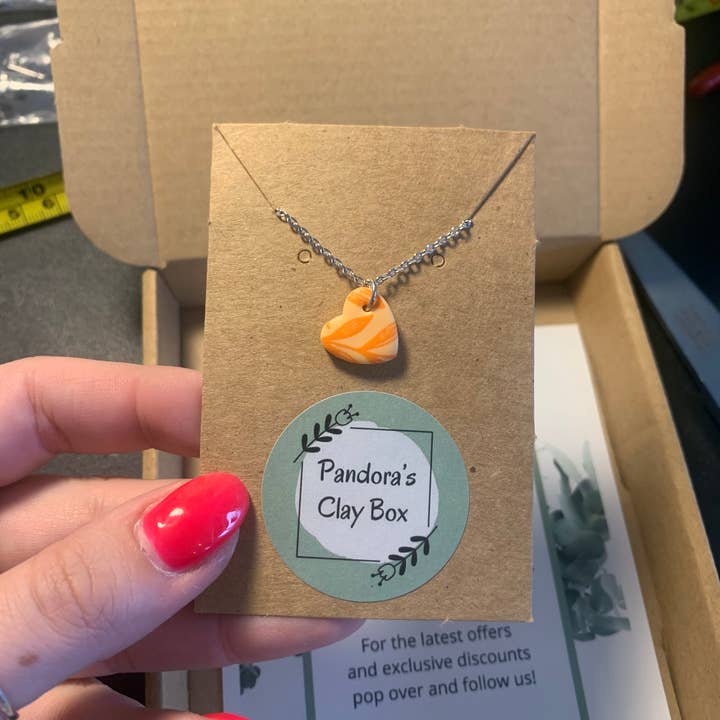 Pandora’s Clay Box - Wholesale Pendant/Charm Necklace - Assorted prints - handmade polymer clay heart necklace1