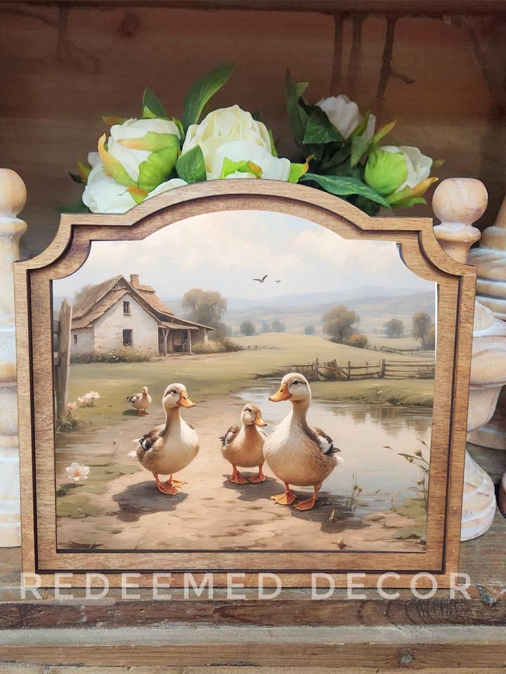 Art encadré de canards de ferme provinciale pour la vente par Redeemed Decor
