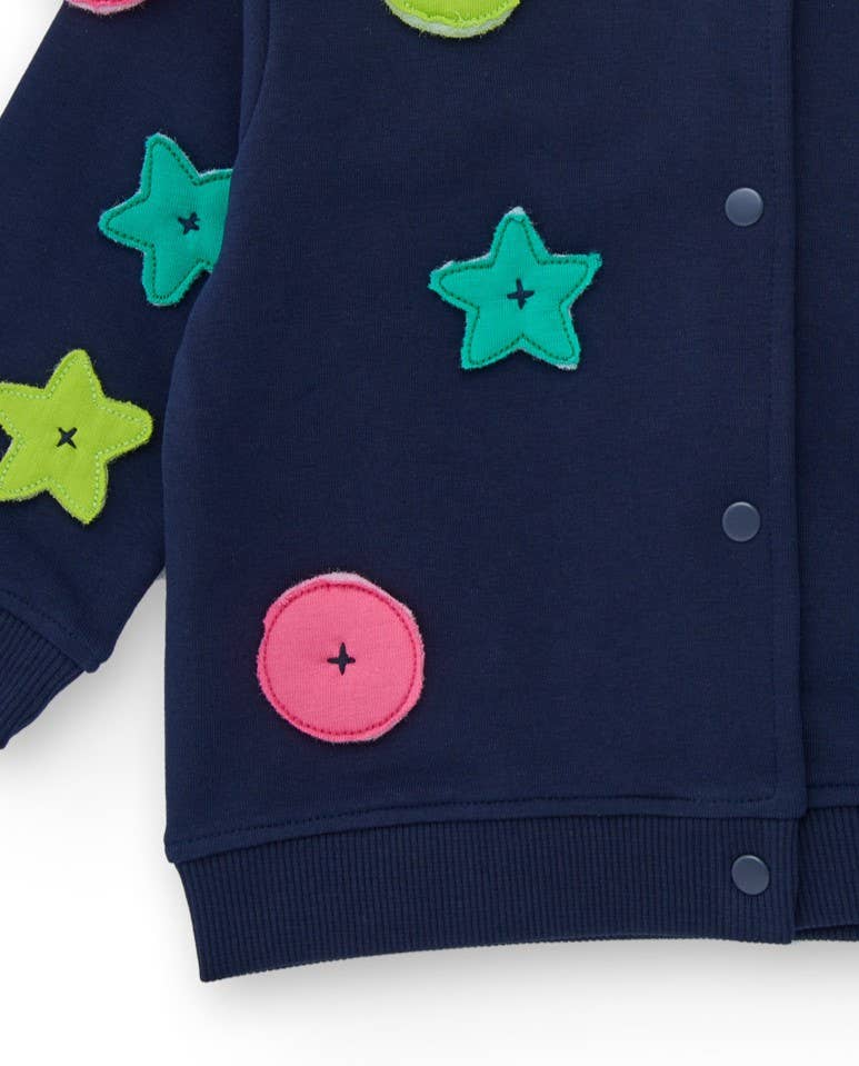 tuc tuc - Wholesale Jacket - Kids - Blue cardigan for girl with stars and circles3