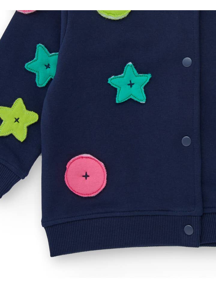 tuc tuc - Wholesale Jacket - Kids - Blue cardigan for girl with stars and circles3