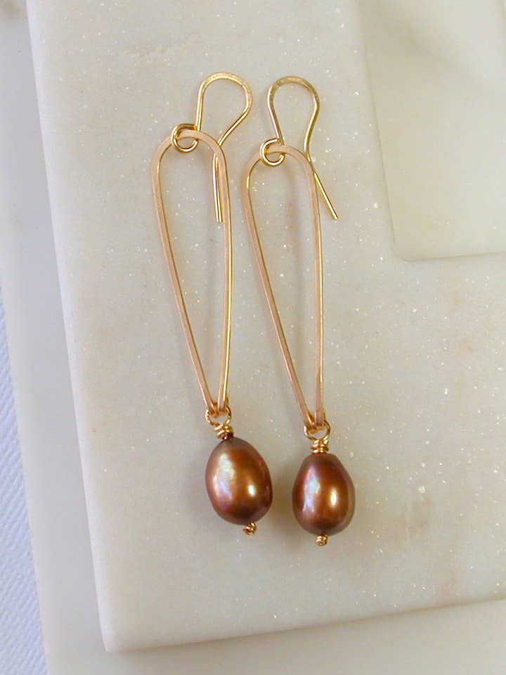 Champagne Pearl Drops. Pearl Earrings. for wholesale by Linda Trent Jewelry