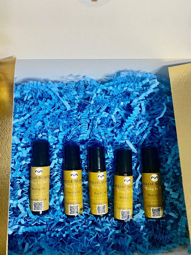 King In Me | Original Men Lip Oil | 5 Men Lip Oils | Royal Gift Box Set | Argan Oil | Blueberries Seed | Bergamot for wholesale by MOLIAE Beauty LLC