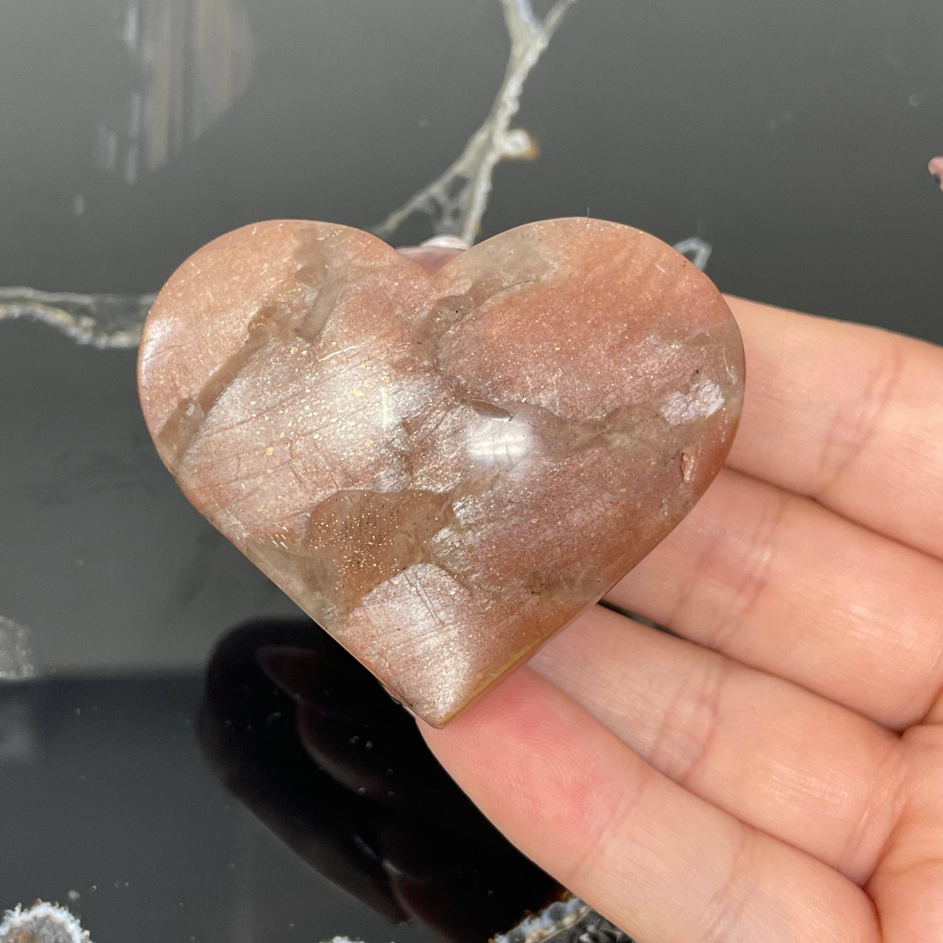 The Crystal Tabby – wholesale Spiritual stone/crystal – Sunstone Heart, Quality C, LAST CHANCE - ON SALE2