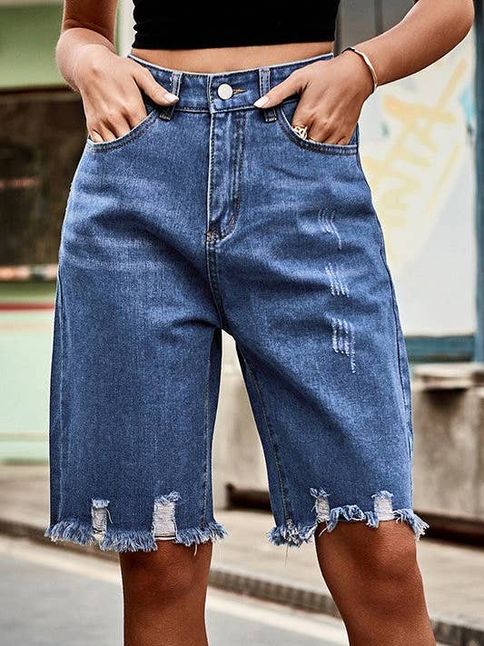 Fringe Hem Distressed Jeans for engroshandel hos Aria Romance