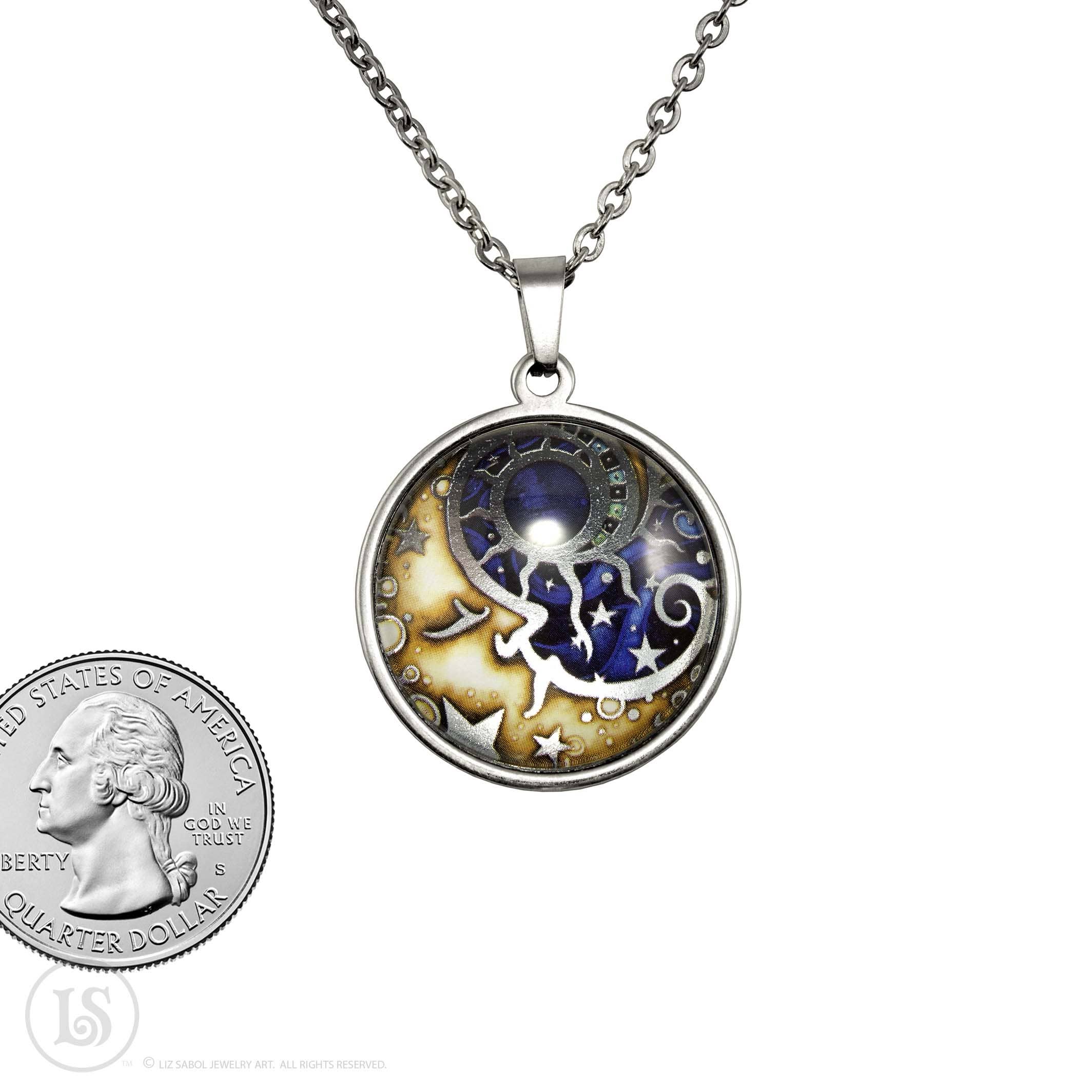 Zilverkleurige toon Harvest Moon, grote hanger, 28 mm voor groothandel op Faire2