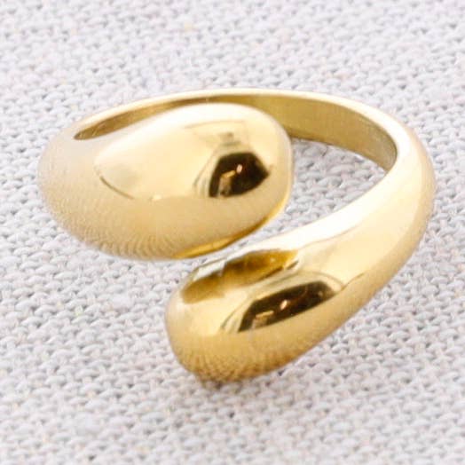 Sonata - Wholesale Band/gestapelde ring - Dubbele druppel stalen ring0