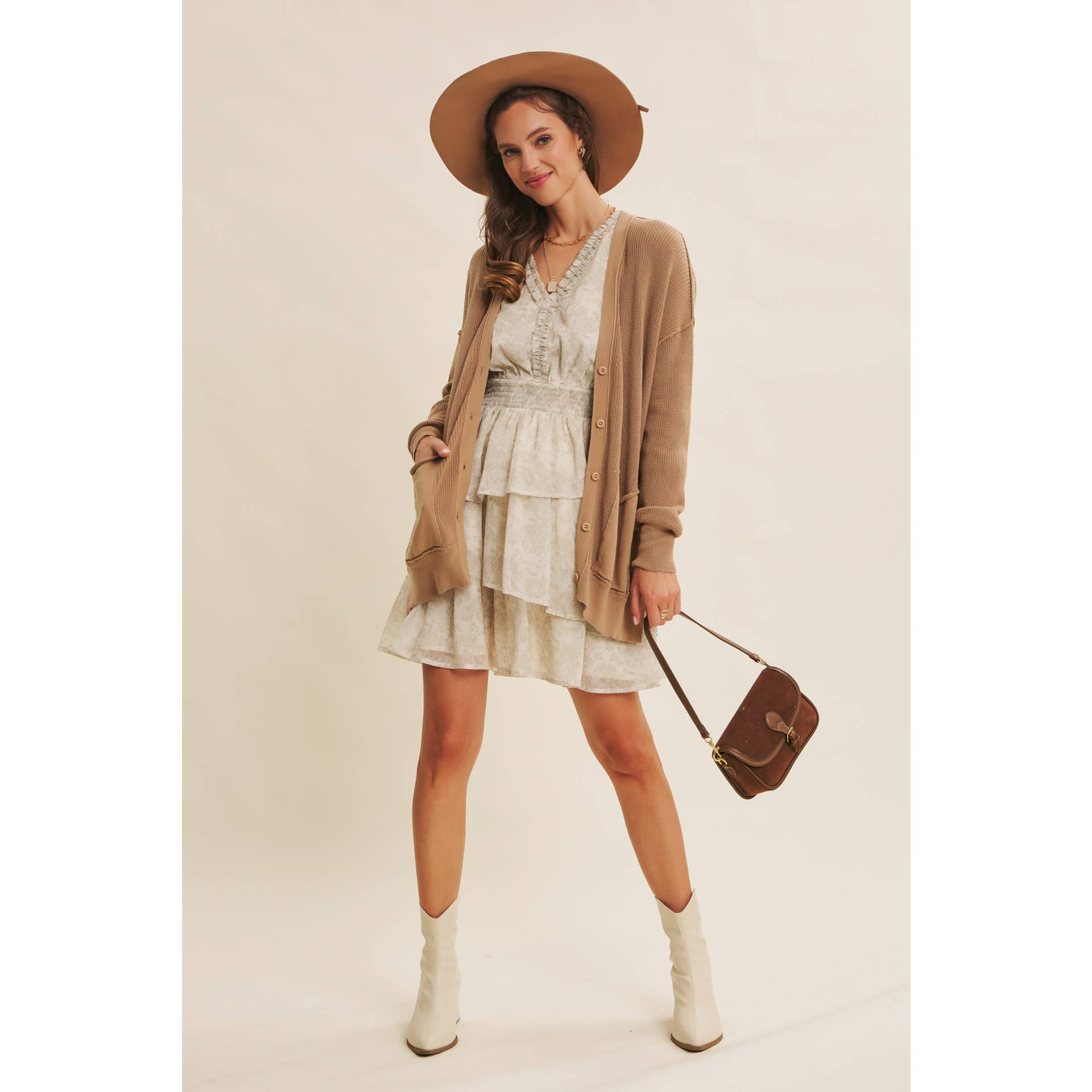 in february - Wholesale Cardigan - Women's - SLOUCHY CHARM BUTTON-DOWN CARDIGAN WITH CONTRAST WEAVE18