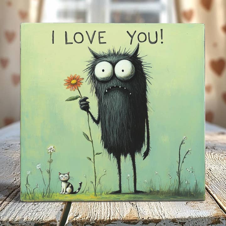 Monster-Sized Love Tile - 4-Inch or 6-Inch | Peeping Tom’s Cottage for wholesale by Peeping Tom's Cottage