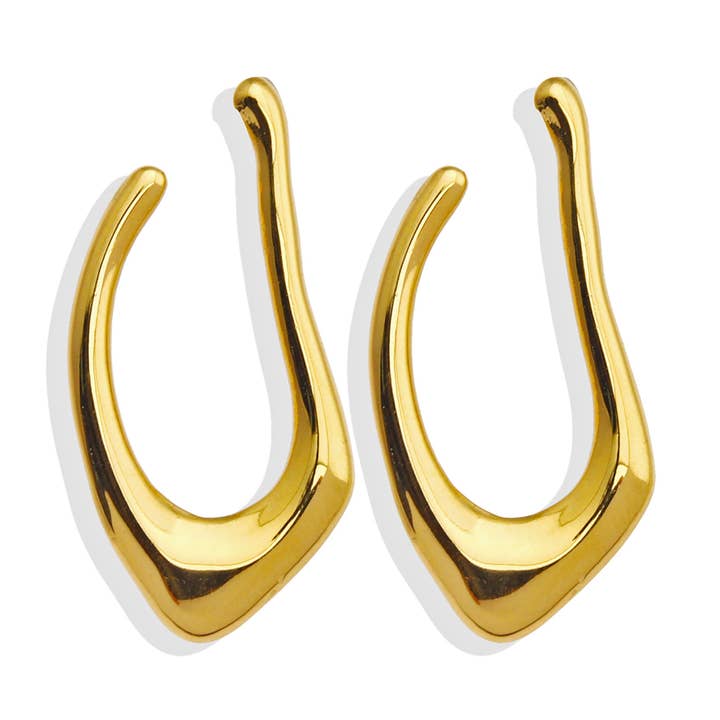TARAJI Abstract Shaped Hoop Earrings in Gold for wholesale by HACKNEY NINE